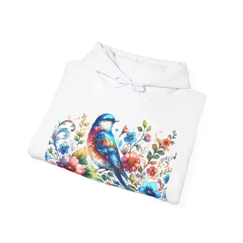 Bold Unisex Heavy Hooded Sweatshirt with Vibrant Bird