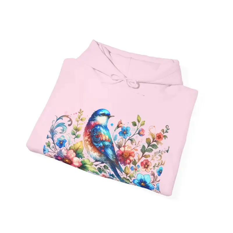 Bold Unisex Heavy Hooded Sweatshirt with Vibrant Bird
