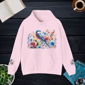 Bold Unisex Heavy Hooded Sweatshirt with Vibrant Bird