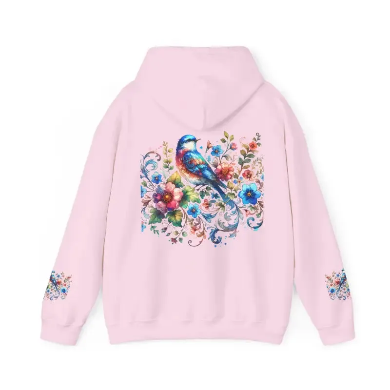 Bold Unisex Heavy Hooded Sweatshirt with Vibrant Bird