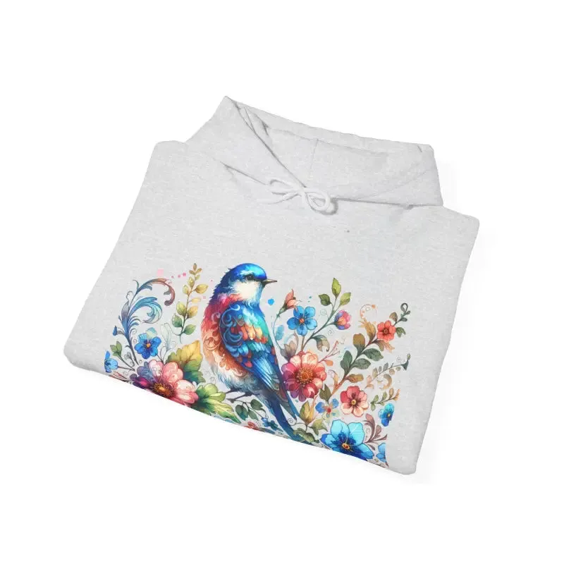 Bold Unisex Heavy Hooded Sweatshirt with Vibrant Bird