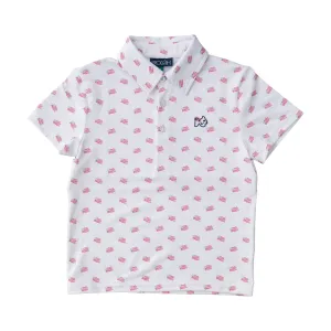 Boys Short Sleeve Pro Performance Polo in American Flag Print