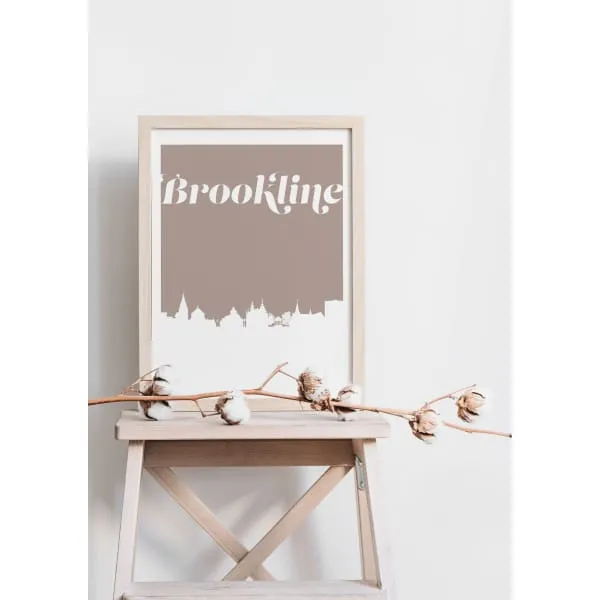 Brookline, Massachusetts retro inspired city skyline