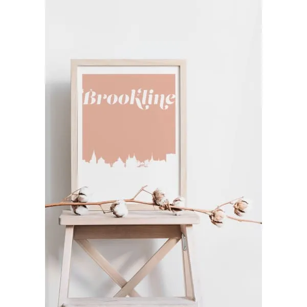 Brookline, Massachusetts retro inspired city skyline
