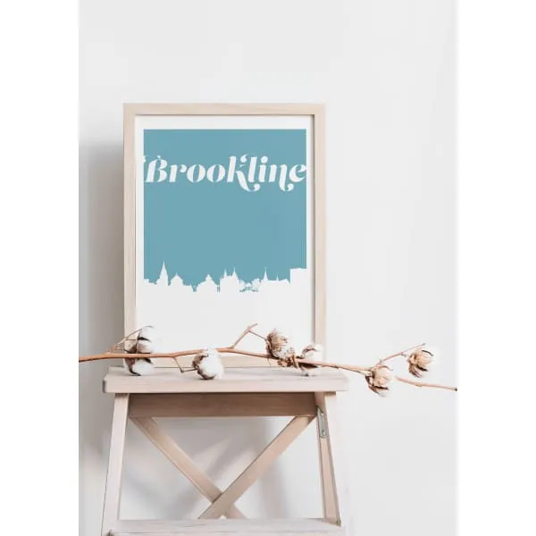 Brookline, Massachusetts retro inspired city skyline