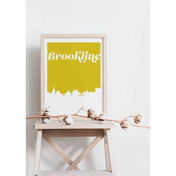 Brookline, Massachusetts retro inspired city skyline