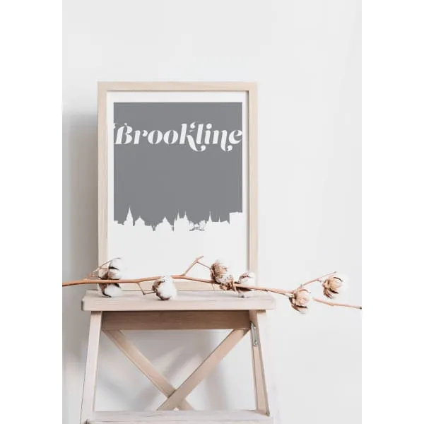 Brookline, Massachusetts retro inspired city skyline
