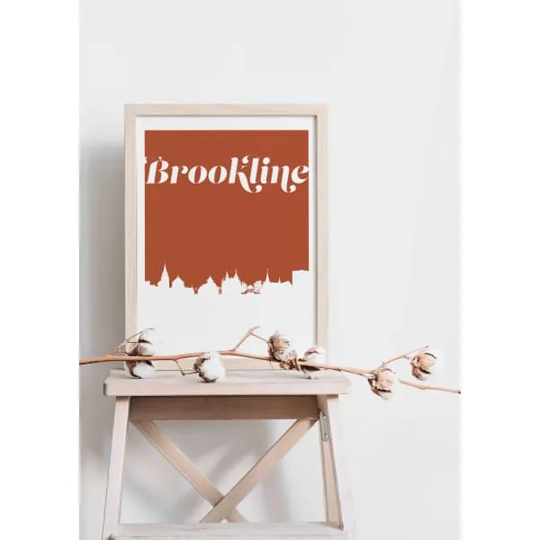 Brookline, Massachusetts retro inspired city skyline