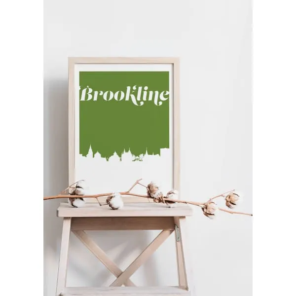 Brookline, Massachusetts retro inspired city skyline