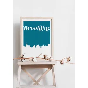 Brookline, Massachusetts retro inspired city skyline