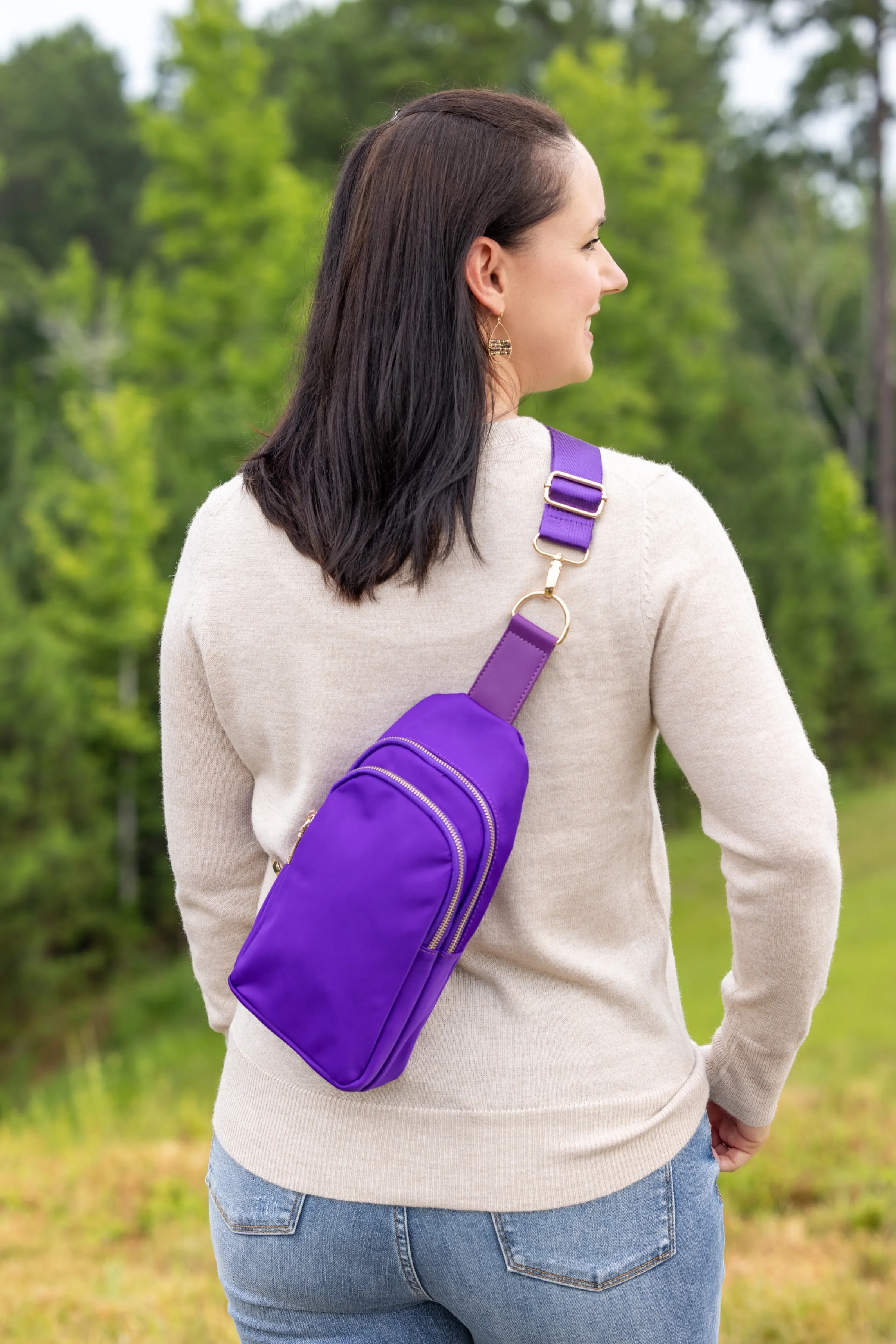 Brooklyn Nylon Sling Bag - Purple