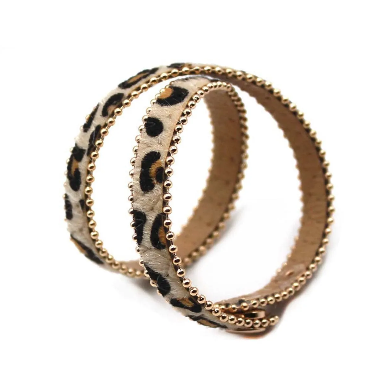 Brown Leopard Wrap Bracelet