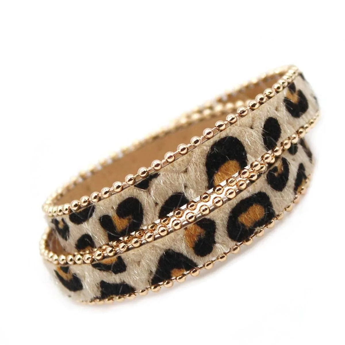 Brown Leopard Wrap Bracelet