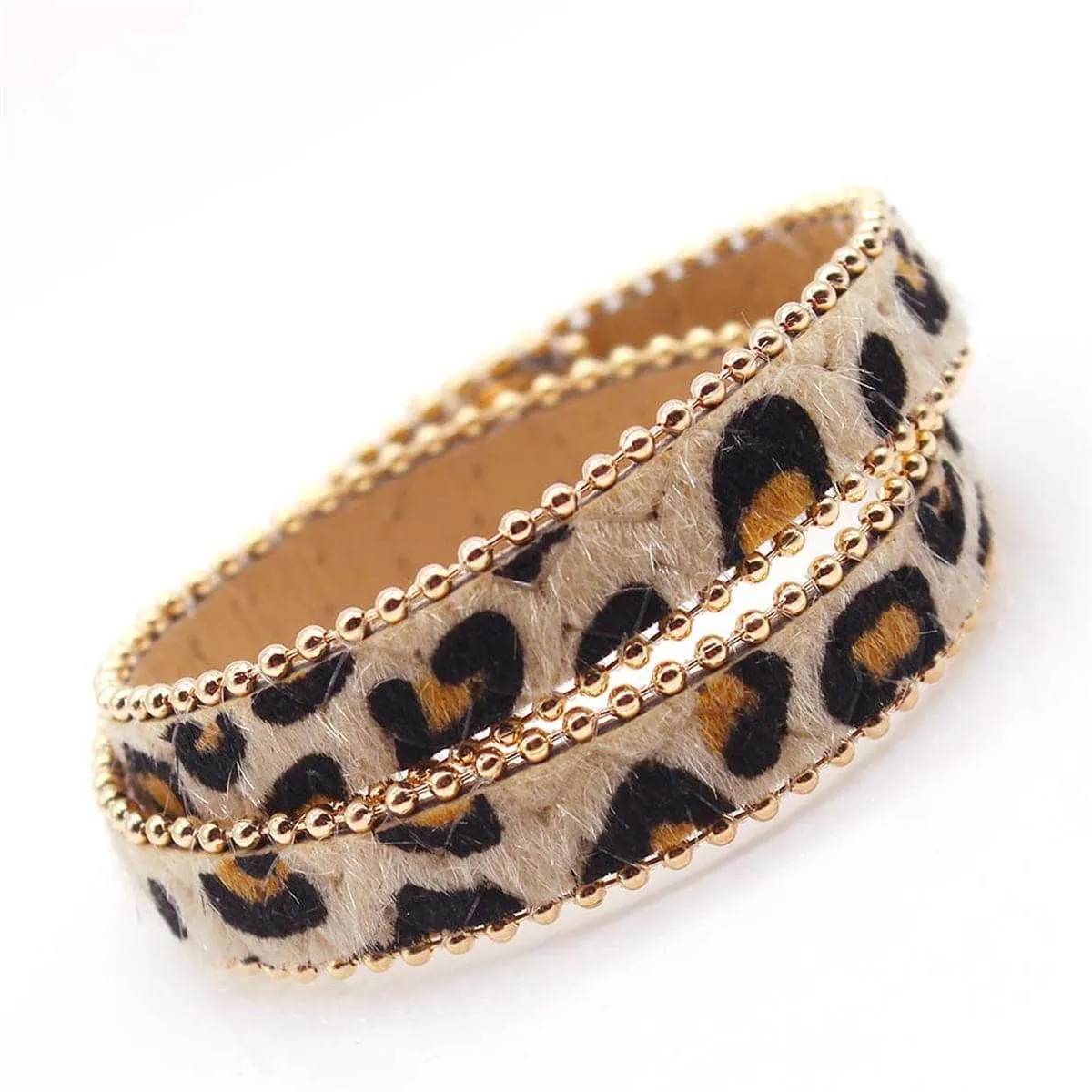 Brown Leopard Wrap Bracelet