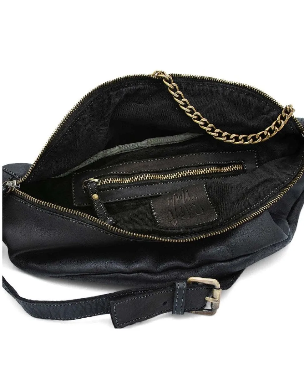 Capri Leather Sling Chain Black