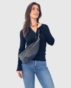Capri Leather Sling Chain Black