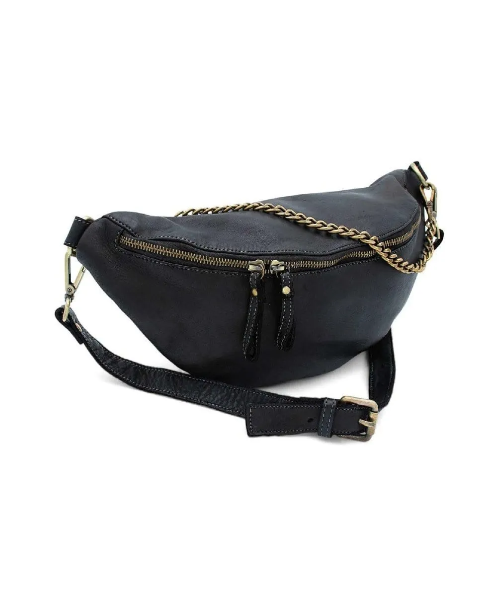 Capri Leather Sling Chain Black
