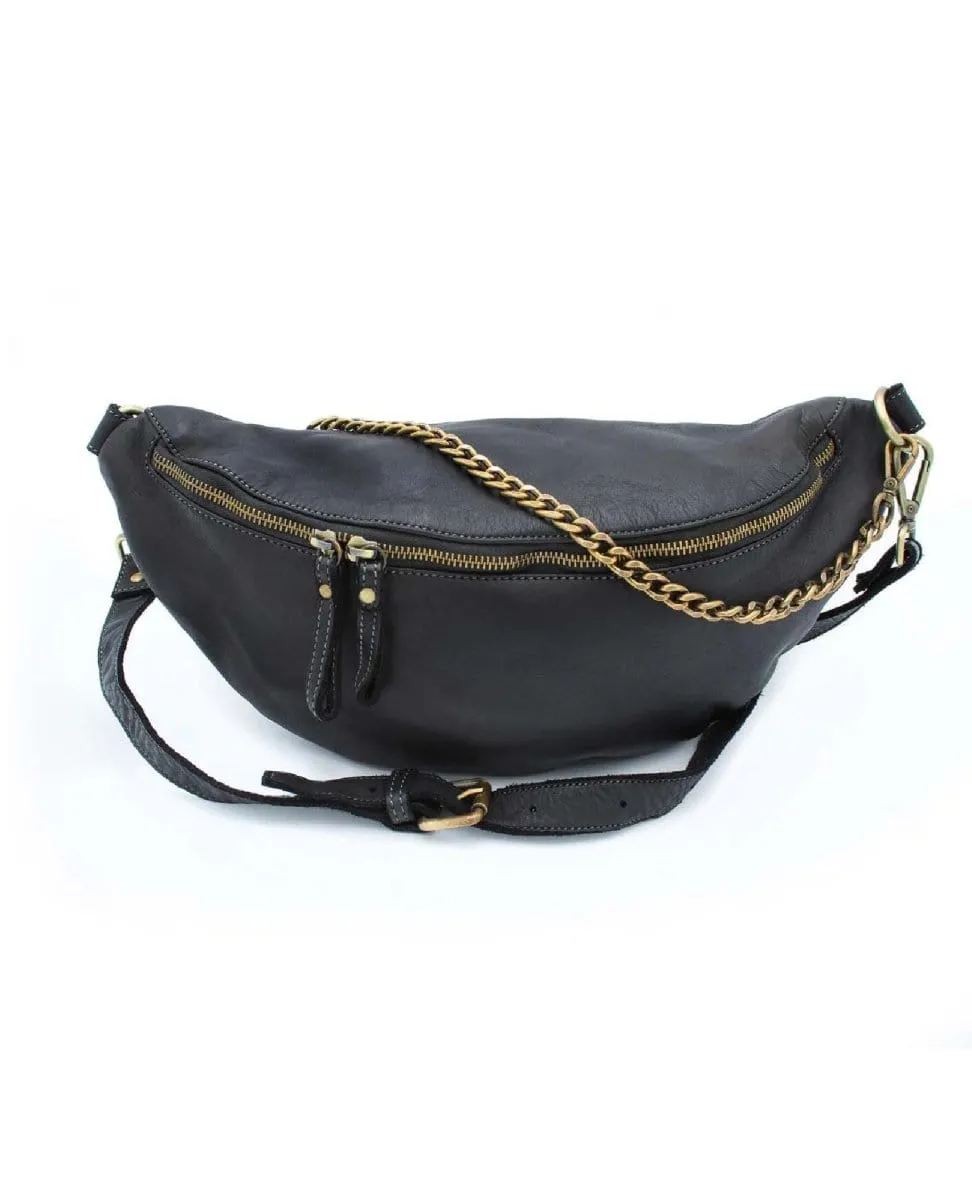 Capri Leather Sling Chain Black