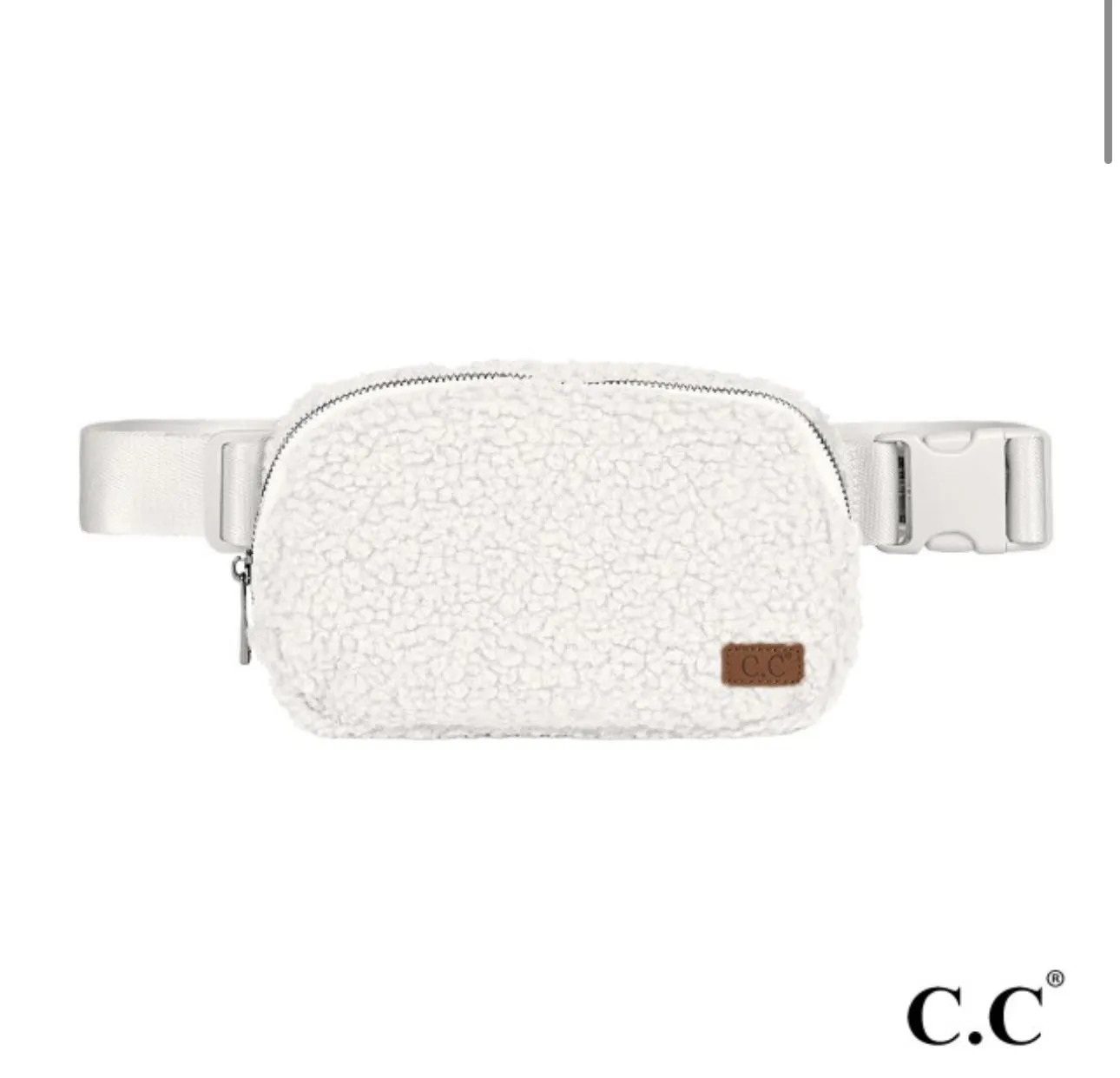 C.C IVORY SHERPA FANNY PACK / SLING BAG