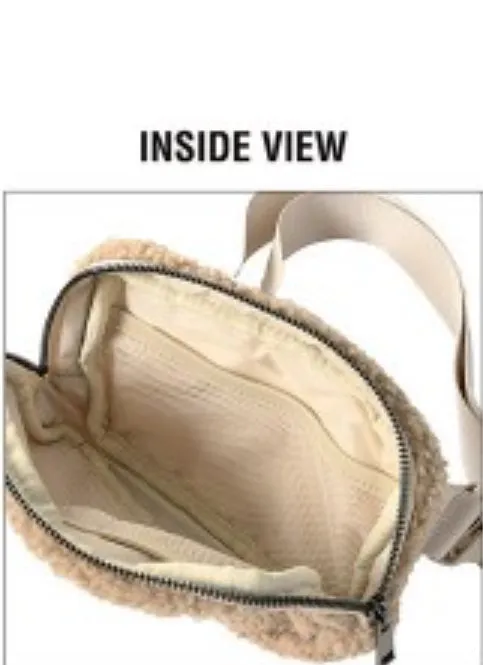 C.C TAUPE SHERPA FANNY PACK / SLING PACK