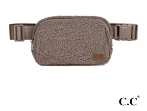 C.C TAUPE SHERPA FANNY PACK / SLING PACK