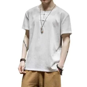 Chinese Style Cotton Linen Buttons T Shirts