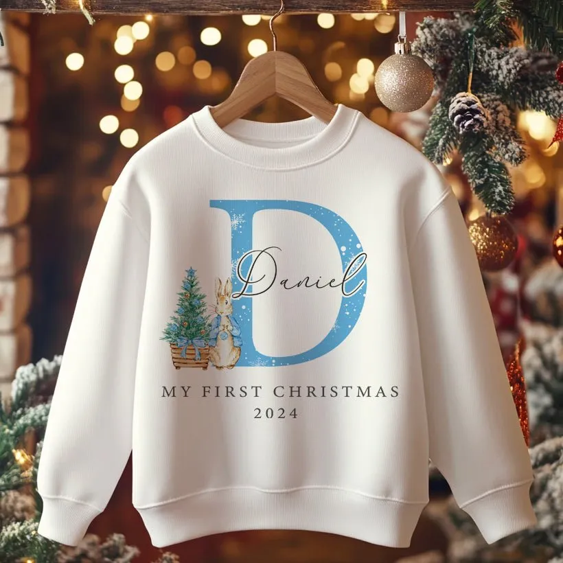 Christmas Peter Rabbit Inspired Boy Personalised Toddler & Kids Sweatshirt
