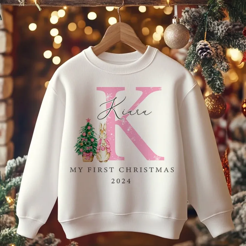 Christmas Peter Rabbit Inspired Girl Personalised Toddler & Kids Sweatshirt