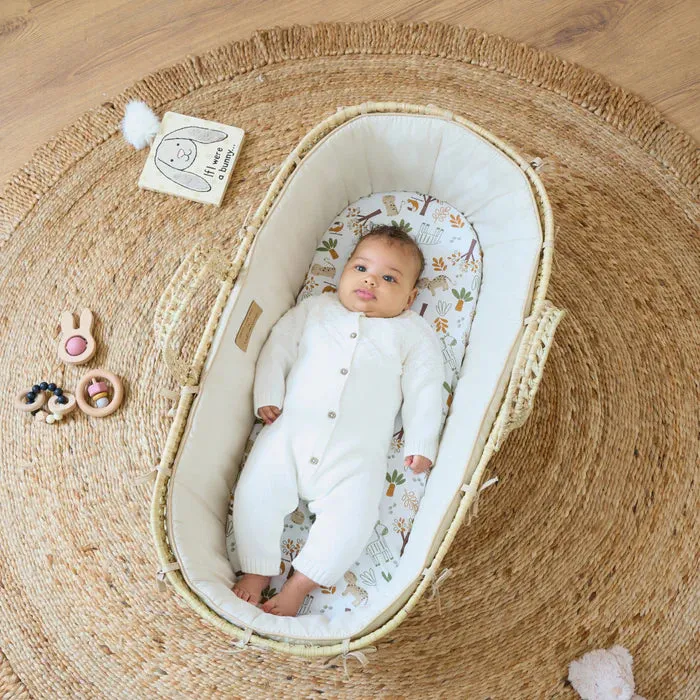 Clair De Lune Savannah Palm Moses Basket & Stand - Sandshell
