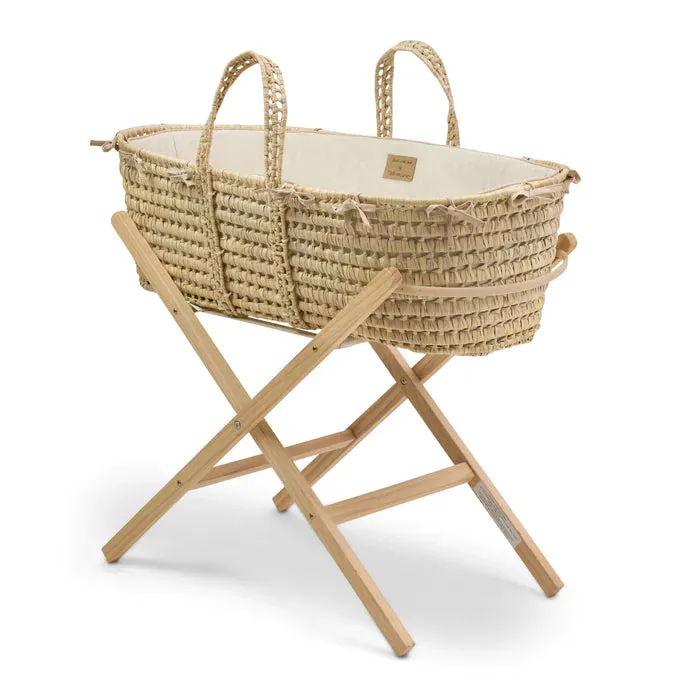 Clair De Lune Savannah Palm Moses Basket & Stand - Sandshell