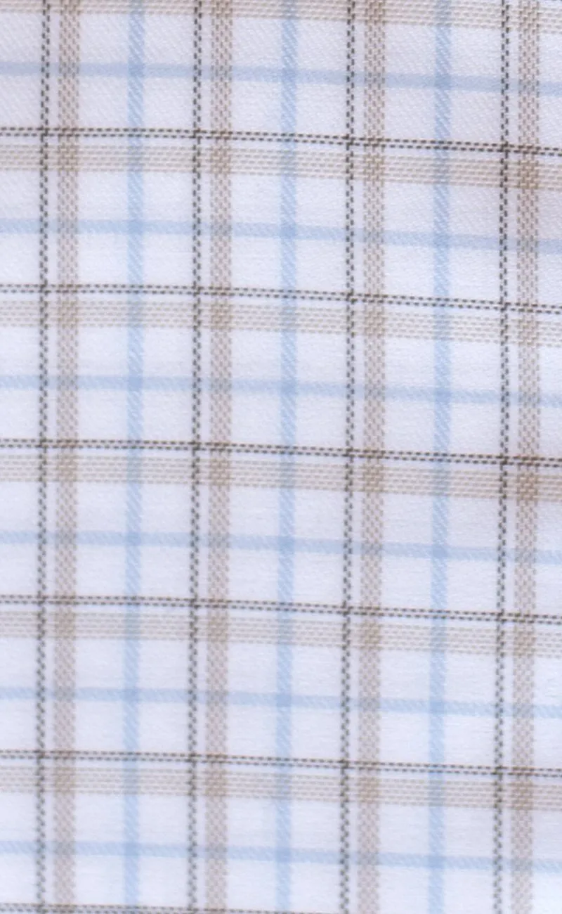 Classic Fit Camel / Sky Twill Plaid Button-Down Collar Supima® Cotton Non-Iron Sport Shirt (B/T)