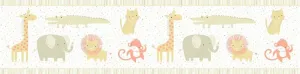 Clothworks Khaki Animal Safari Sweet Organic Cotton Fabric