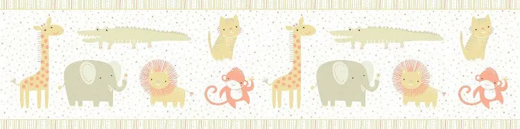 Clothworks Khaki Animal Safari Sweet Organic Cotton Fabric