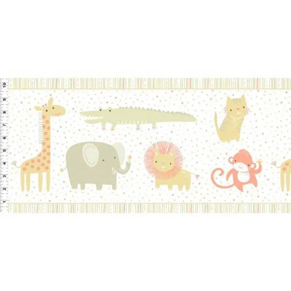 Clothworks Khaki Animal Safari Sweet Organic Cotton Fabric