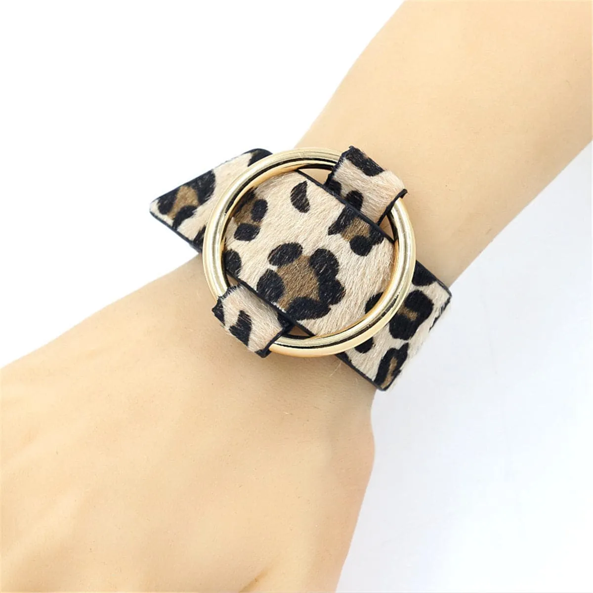 Coffee Polyurethane & 18K Gold-Plated Leopard-Print Bracelet