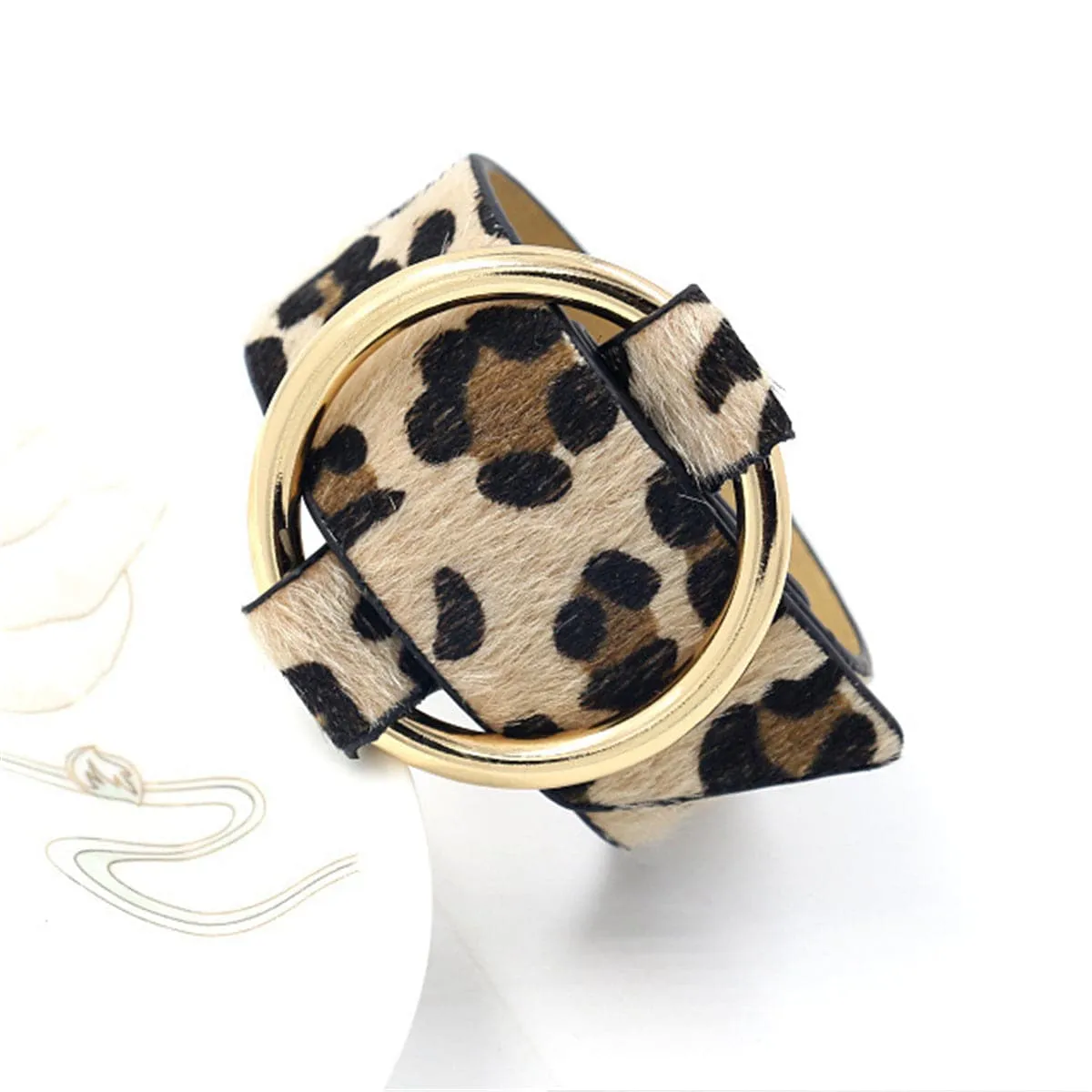 Coffee Polyurethane & 18K Gold-Plated Leopard-Print Bracelet
