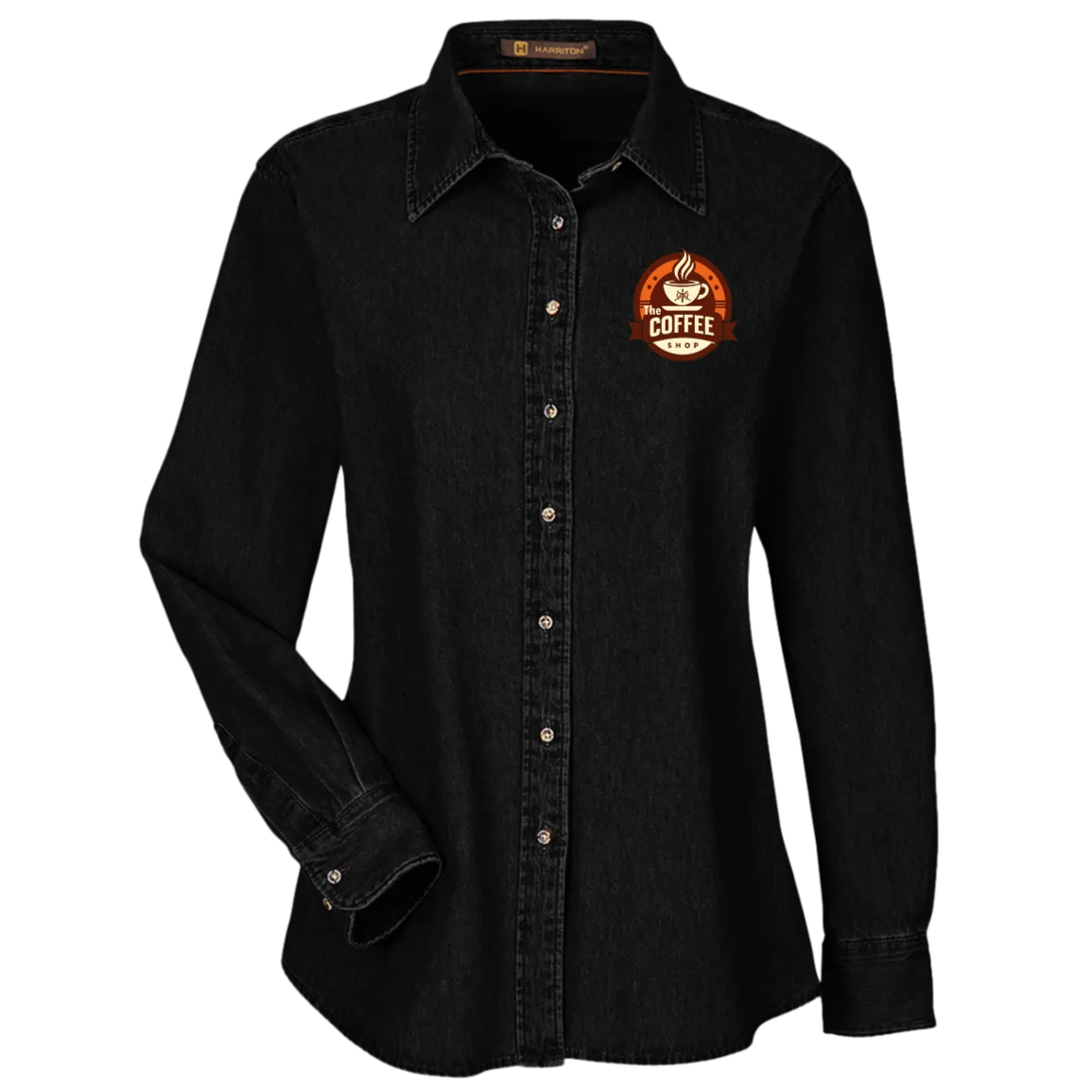 coffeeshop Harriton Womens Long Sleeve Denim Shirt