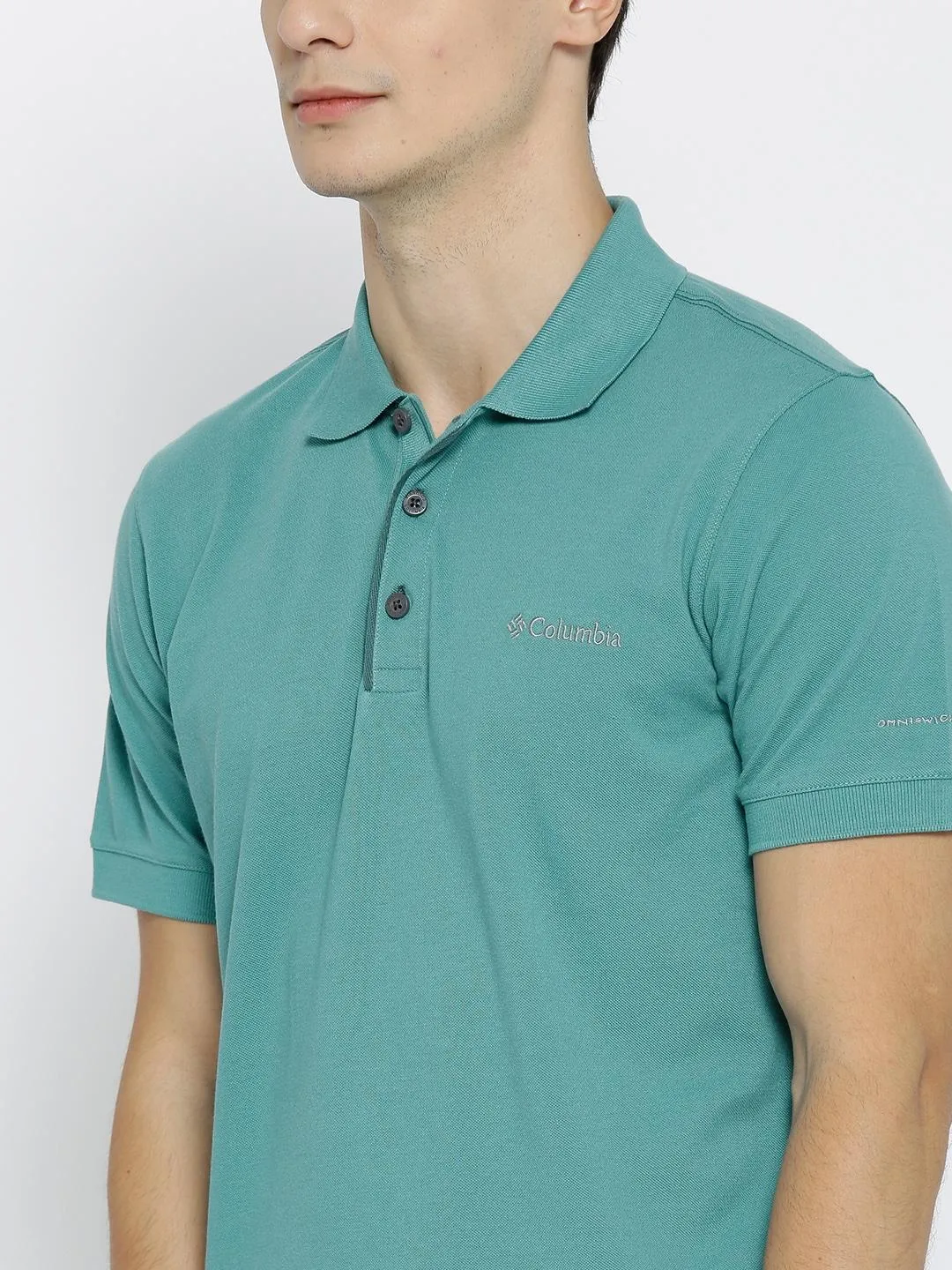 Columbia Men Green Cascade Range Solid Polo T-Shirt