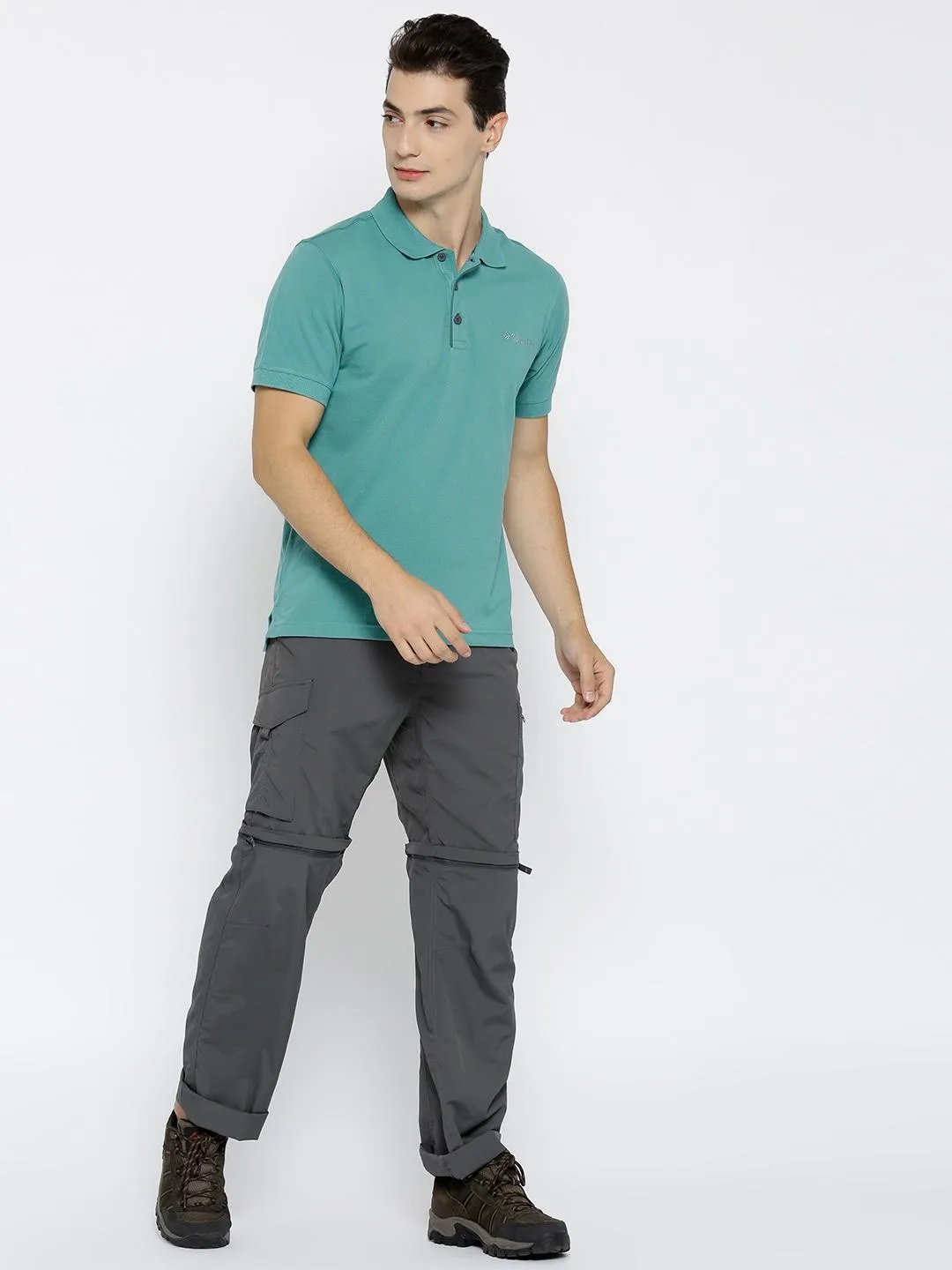 Columbia Men Green Cascade Range Solid Polo T-Shirt