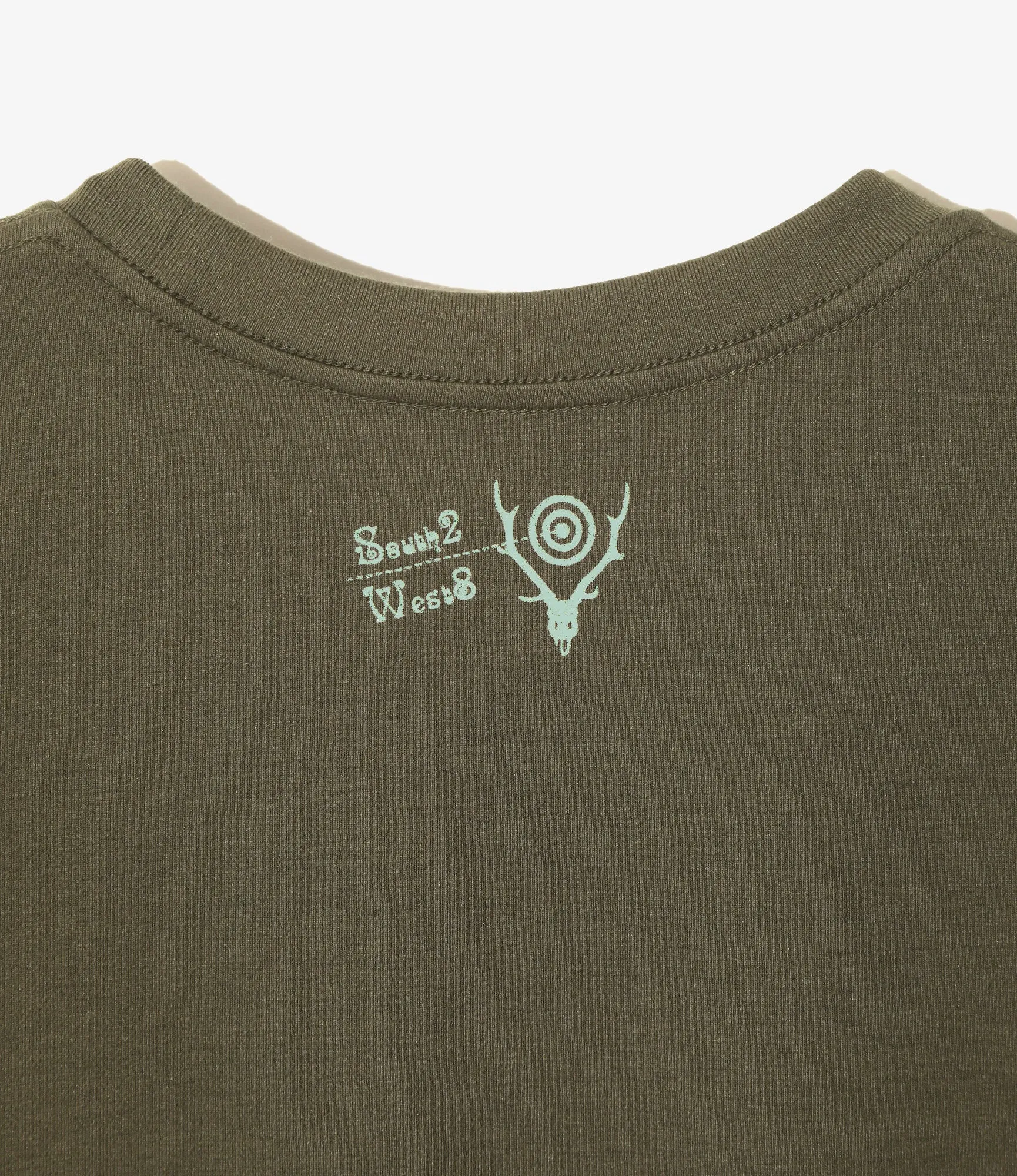 Crew Neck T-Shirt – Olive ‘Maze’ Print