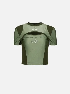 Cut-Out Racing T-Shirts - Khaki