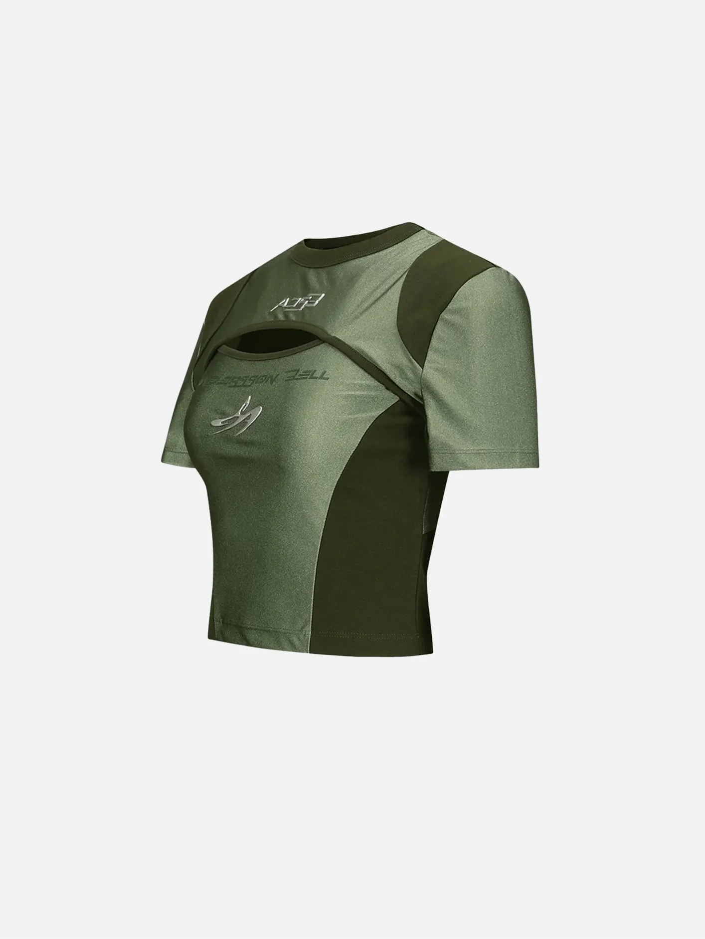 Cut-Out Racing T-Shirts - Khaki