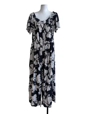 Dark Grey White Pattern Jumpsuits
