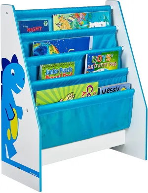Diddi Dino Kids Bookcase | Sling Bookcase | Storage with Deep Canvas Pockets