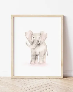 Elephant Nursery Art Print - Sweet Blush