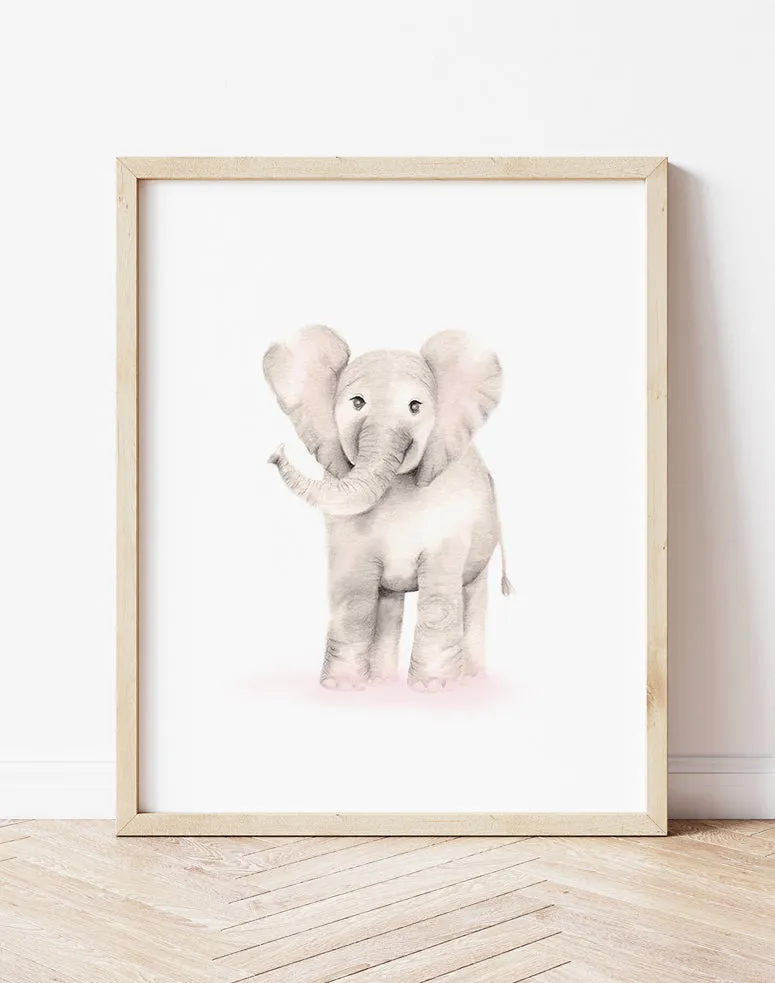 Elephant Nursery Art Print - Sweet Blush