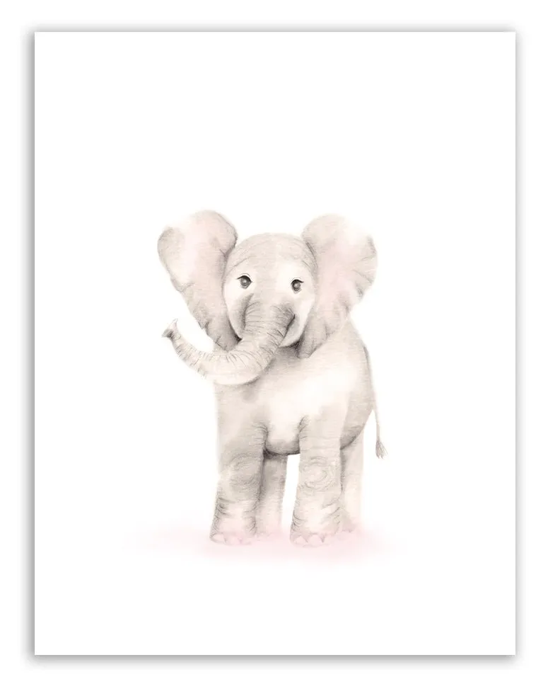 Elephant Nursery Art Print - Sweet Blush