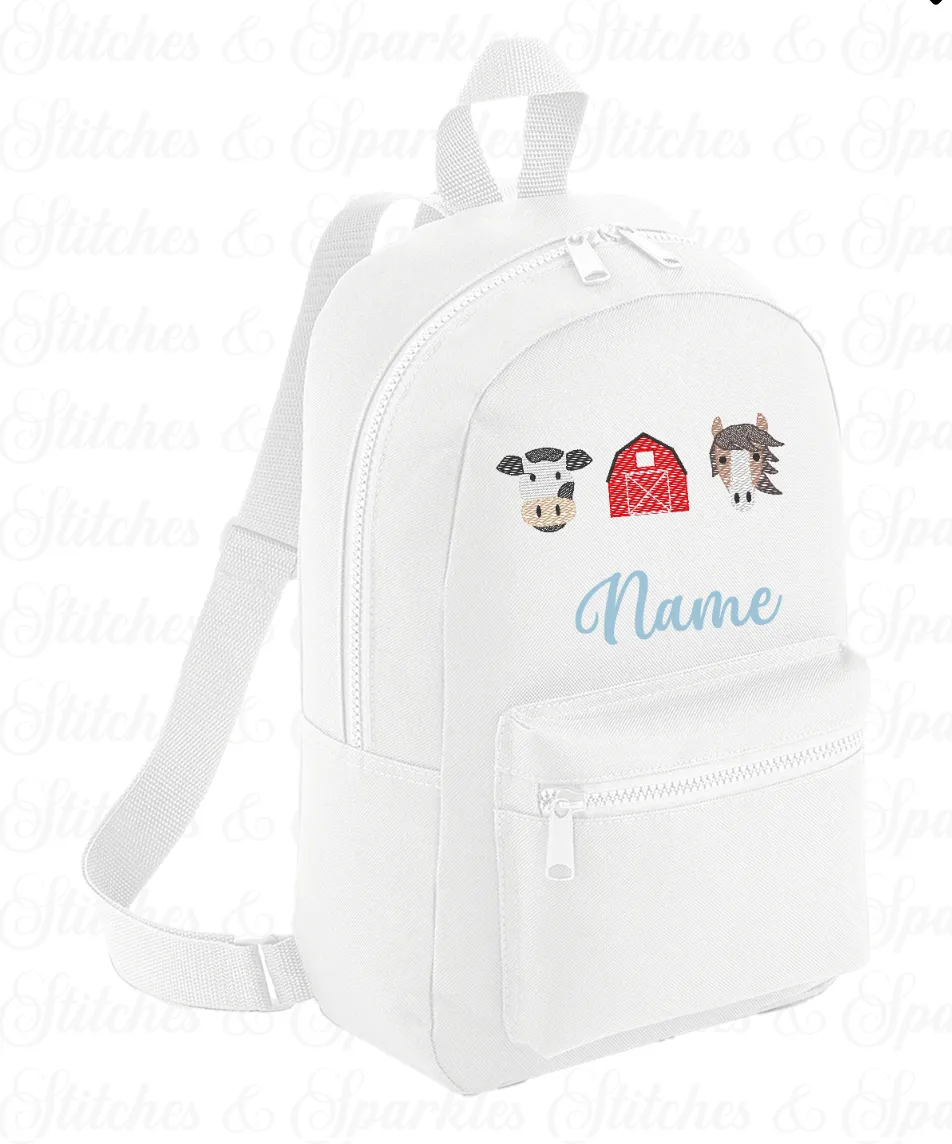 Embroidered Farm Animals Backpack