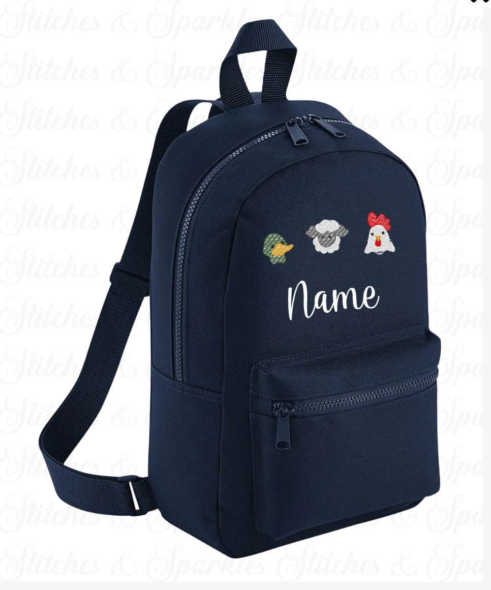 Embroidered Farm Animals Backpack