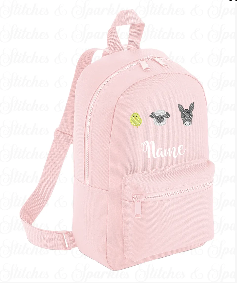 Embroidered Farm Animals Backpack